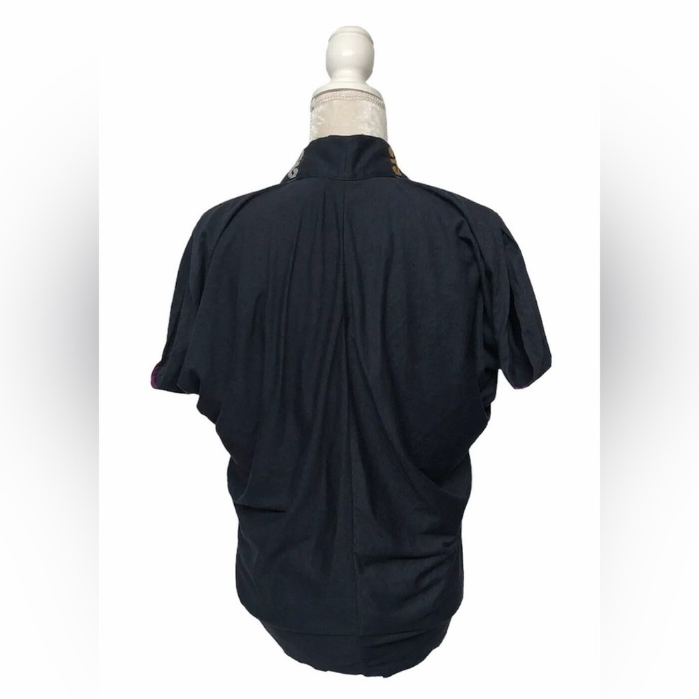 Anthropologie One September Navy Boho Geometric Embroidered Cardigan Small - Picture 12 of 16